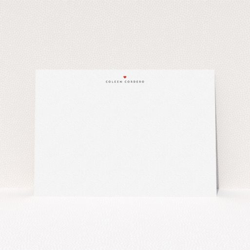 Personalised Note Card Design for Women - "Simple love" A ladies personalised note card template titled "Simple love". It is an A5 card in a landscape orientation. "Simple love" is available as a flat card, with tones of white and red.