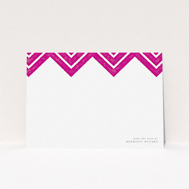 A ladies personalised note card named "Skiapthos". It is an A5 card in a landscape orientation. "Skiapthos" is available as a flat card, with tones of pink and white.