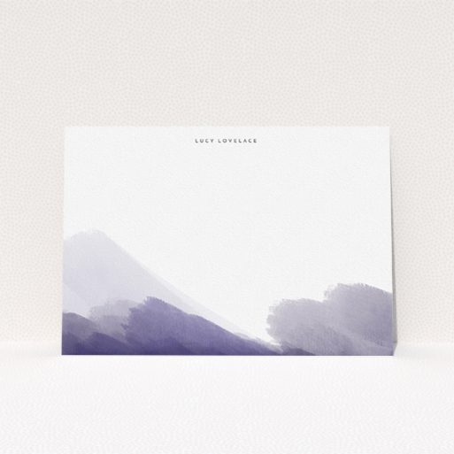 Personalised Note Card Design for Women - "Smudges of blue" A ladies personalised note card design called "Smudges of blue". It is an A5 card in a landscape orientation. "Smudges of blue" is available as a flat card, with tones of blue and white.