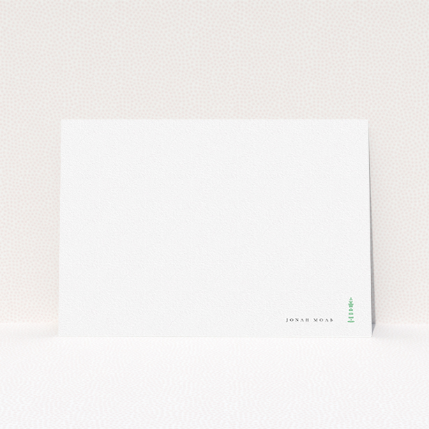 A men custom writing stationery named "Find your way home". It is an A5 card in a landscape orientation. "Find your way home" is available as a flat card, with tones of white and green.