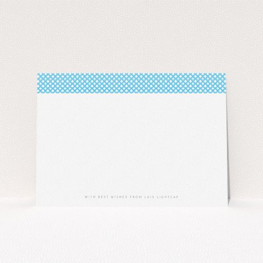 Custom Writing Stationery Design for Men - "Japanese blue" A men custom writing stationery design called "Japanese blue". It is an A5 card in a landscape orientation. "Japanese blue" is available as a flat card, with tones of blue and white.