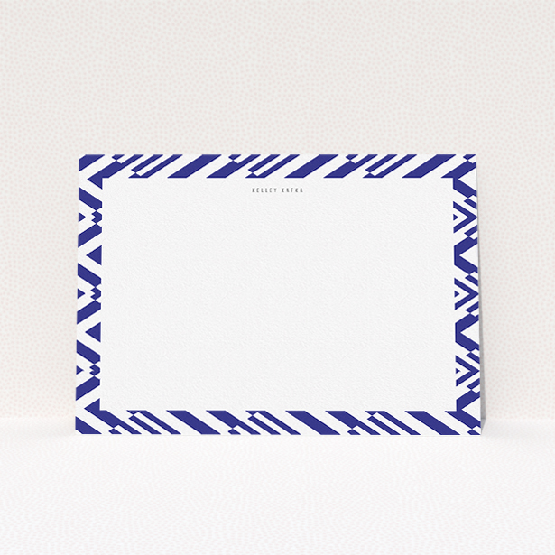 A men personalised note card named "Blue diamonds". It is an A5 card in a landscape orientation. "Blue diamonds" is available as a flat card, with tones of blue and white.