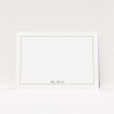A men personalised note card design called "Gold border". It is an A5 card in a landscape orientation. "Gold border" is available as a flat card, with tones of white and Gold.