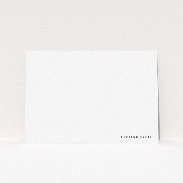 A men personalised note card design titled "Hollywood". It is an A5 card in a landscape orientation. "Hollywood" is available as a flat card, with mainly white colouring.