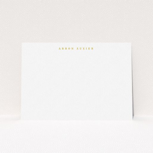 Personalised Note Card Design for Men - "On the top" A men personalised note card design called "On the top". It is an A5 card in a landscape orientation. "On the top" is available as a flat card, with tones of white and gold.