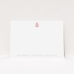 A men personalised note card named "Steamboat". It is an A5 card in a landscape orientation. "Steamboat" is available as a flat card, with tones of white and red.