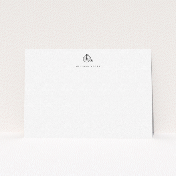 A men personalised note card called "Victorian Hoover". It is an A5 card in a landscape orientation. "Victorian Hoover" is available as a flat card, with tones of white and black.