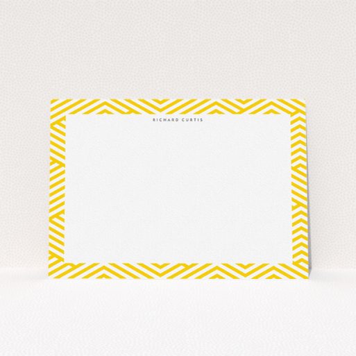 Personalised Note Card Design for Men - "Yellow maze" A men personalised note card design called "Yellow maze". It is an A5 card in a landscape orientation. "Yellow maze" is available as a flat card, with tones of yellow and white.