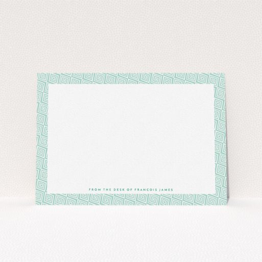 Correspondence Card Design for Men - "African classic" A mens correspondence card called "African classic". It is an A5 card in a landscape orientation. "African classic" is available as a flat card, with tones of green and white.