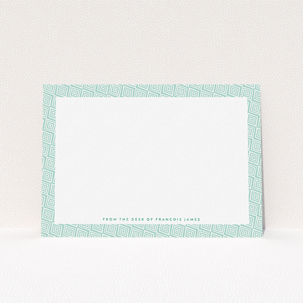 A mens correspondence card called "African classic". It is an A5 card in a landscape orientation. "African classic" is available as a flat card, with tones of green and white.