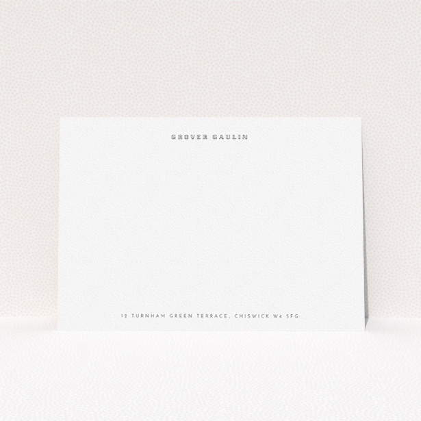 A mens correspondence card named "Attachable". It is an A5 card in a landscape orientation. "Attachable" is available as a flat card, with mainly white colouring.