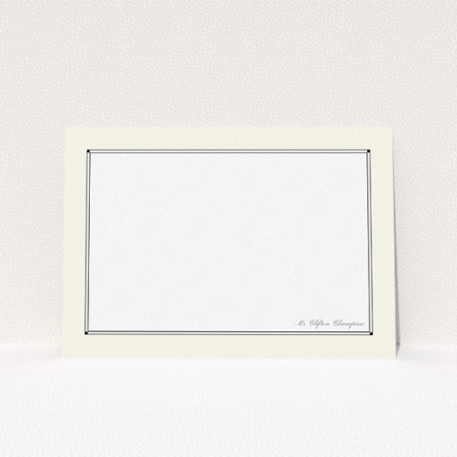 Correspondence Card Design for Men - "Deco cream" A mens correspondence card design named "Deco cream". It is an A5 card in a landscape orientation. "Deco cream" is available as a flat card, with mainly cream colouring.