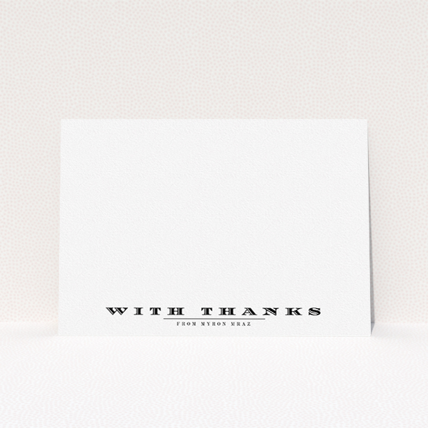 A mens correspondence card template titled "Over written". It is an A5 card in a landscape orientation. "Over written" is available as a flat card, with mainly white colouring.