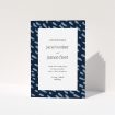 A multipage wedding order of service design named "Blue strokes". It is an A5 booklet in a portrait orientation. "Blue strokes" is available as a folded booklet booklet, with tones of blue and white.