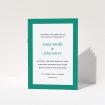 A multipage wedding order of service template titled "Simple Display". It is an A5 booklet in a portrait orientation. "Simple Display" is available as a folded booklet booklet, with tones of green and white.