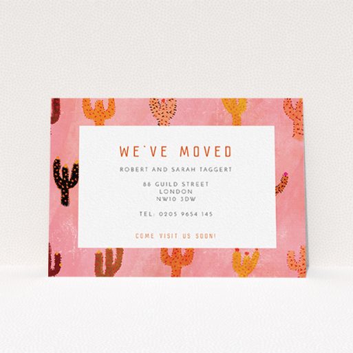New Address Card Design - "Albuquerque" A new address card called "Albuquerque". It is an A6 card in a landscape orientation. "Albuquerque" is available as a flat card, with tones of pink and orange.
