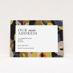 A new address card design named "Autumn Vibes". It is an A6 card in a landscape orientation. "Autumn Vibes" is available as a flat card, with tones of black and dark gold.