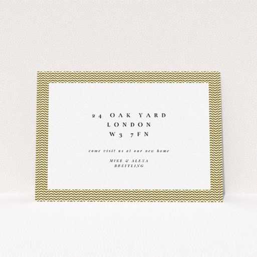 New Address Card Design - "Golden Steps" A new address card template titled "Golden Steps". It is an A6 card in a landscape orientation. "Golden Steps" is available as a flat card, with tones of gold and white.