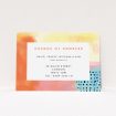 A new home card named "Abstract Pastels". It is an A6 card in a landscape orientation. "Abstract Pastels" is available as a flat card, with tones of orange, red and yellow.