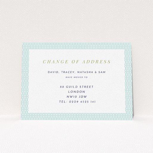 New Home Card Design - "Fine Arabic Pastel" A new home card called "Fine Arabic Pastel". It is an A6 card in a landscape orientation. "Fine Arabic Pastel" is available as a flat card, with tones of green and white.