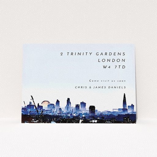 New Home Card Design - "LDN" A new home card called "LDN". It is an A6 card in a landscape orientation. "LDN" is available as a flat card, with mainly blue colouring.