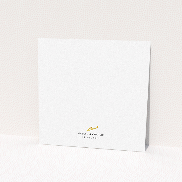 A personalised wedding invitation design titled "Autumn Floral Round". It is a square (148mm x 148mm) invite in a square orientation. "Autumn Floral Round" is available as a flat invite, with tones of green, orange and yellow.