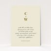 A personalised wedding invitation design called "Bullet point". It is an A5 invite in a portrait orientation. "Bullet point" is available as a flat invite, with tones of cream and gold.