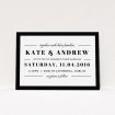 A personalised wedding invitation design called "Lines with a thick border". It is an A5 invite in a landscape orientation. "Lines with a thick border" is available as a flat invite, with tones of black and white.