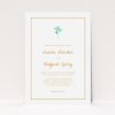 A personalised wedding invitation called "My little daisy". It is an A5 invite in a portrait orientation. "My little daisy" is available as a flat invite, with tones of white and green.