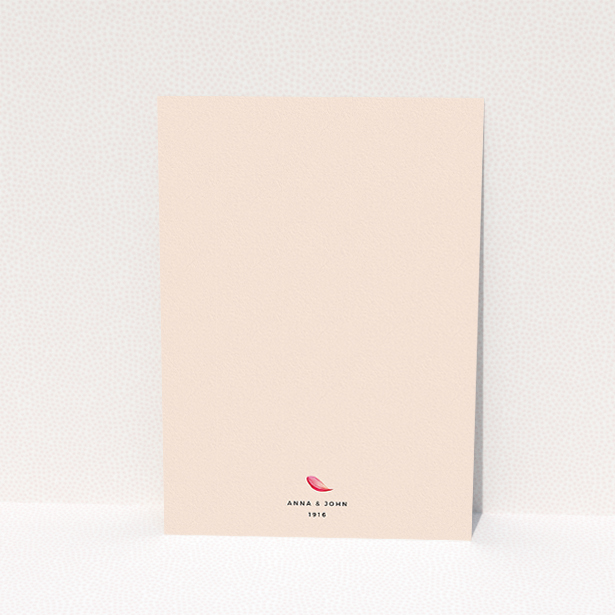 A personalised wedding invitation design called "Petal avalanche". It is an A5 invite in a portrait orientation. "Petal avalanche" is available as a flat invite, with tones of pink, red and white.