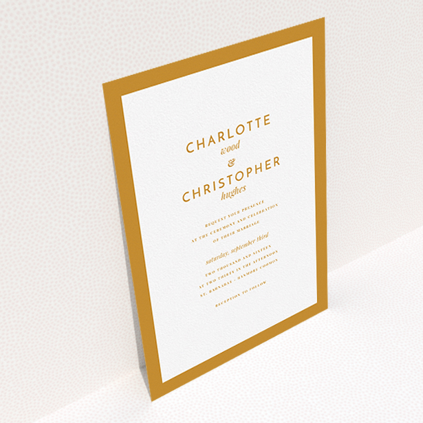 A personalised wedding invitation named "Script switch". It is an A5 invite in a portrait orientation. "Script switch" is available as a flat invite, with tones of orange and white.