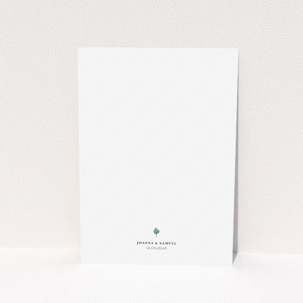 A personalised wedding invitation named "Thin Watercolour Wreath". It is an A5 invite in a portrait orientation. "Thin Watercolour Wreath" is available as a flat invite, with tones of blue and green.