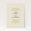 A personalised wedding invitation design titled "Three line border". It is an A5 invite in a portrait orientation. "Three line border" is available as a flat invite, with mainly dark cream colouring.