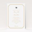 A personalised wedding invitation named "Wedding bells". It is an A5 invite in a portrait orientation. "Wedding bells" is available as a flat invite, with tones of orange and white.