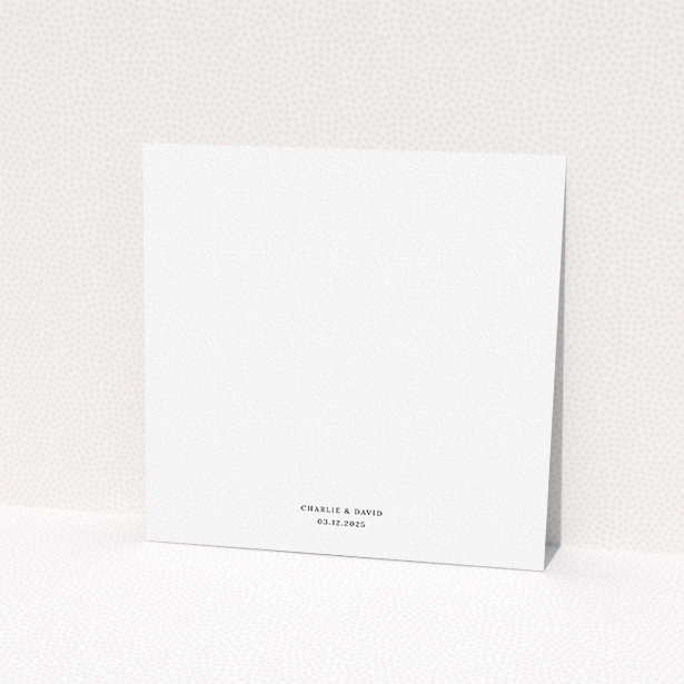 A personalised wedding invite design called "Full Summer Wreath". It is a square (148mm x 148mm) invite in a square orientation. "Full Summer Wreath" is available as a flat invite, with tones of light green, dark green and yellow.