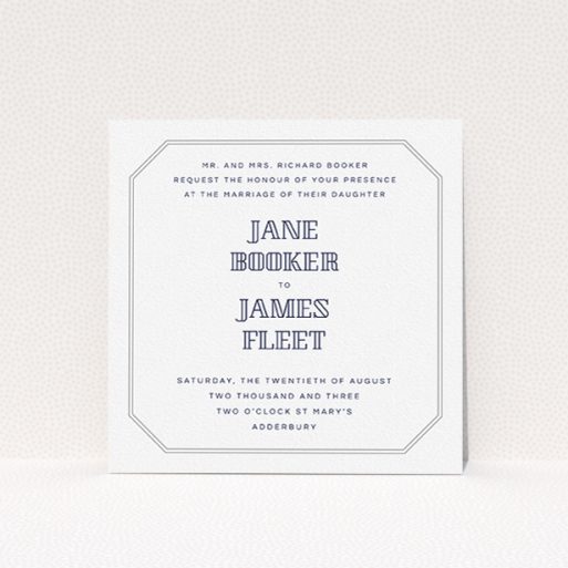 Personalised Wedding Invitation - In Between The Lines Square (Grey) A personalised wedding invite design named "In between the lines square". It is a square (148mm x 148mm) invite in a square orientation. "In between the lines square" is available as a flat invite, with tones of grey and white.