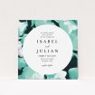 A personalised wedding invite design titled "Mint Night Garden". It is a square (148mm x 148mm) invite in a square orientation. "Mint Night Garden" is available as a flat invite, with tones of green, blue and midnight green.
