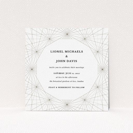 Personalised Wedding Invite Design - "Nautical Map" A personalised wedding invite named "Nautical Map". It is a square (148mm x 148mm) invite in a square orientation. "Nautical Map" is available as a flat invite, with tones of black and white.