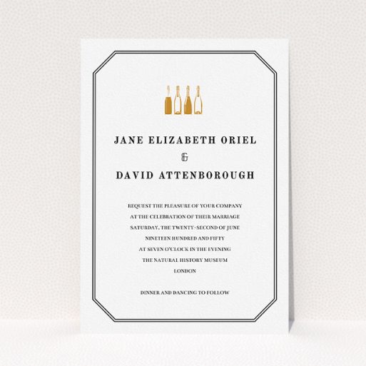 Personalised Wedding Invitation - See You At The Reception (Black) A personalised wedding invite design named "See you at the reception". It is an A5 invite in a portrait orientation. "See you at the reception" is available as a flat invite, with tones of gold and black.