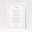 A personalised wedding invite design titled "Wedding bells". It is an A5 invite in a portrait orientation. "Wedding bells" is available as a flat invite, with tones of grey and white.