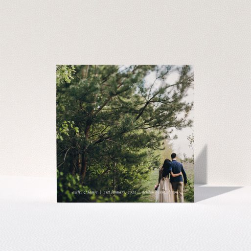 Photo Wedding Thank You Card Design - "Simple Wedding Thanks" A photo wedding thank you card template titled "Simple Wedding Thanks". It is a square (148mm x 148mm) card in a square orientation. It is a photographic photo wedding thank you card with room for 1 photo. "Simple Wedding Thanks" is available as a folded card, with mainly white colouring.