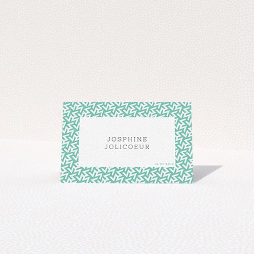Place Setting Card Design - "Born in the 80s" A place setting card design called "Born in the 80s". It is an 85 x 55mm card in a landscape orientation. "Born in the 80s" is available as a folded card, with tones of green and white.