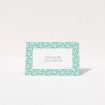 A place setting card design called "Born in the 80s". It is an 85 x 55mm card in a landscape orientation. "Born in the 80s" is available as a folded card, with tones of green and white.