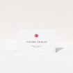 A table place card called "Acrylic Daisy". It is an 85 x 55mm card in a landscape orientation. "Acrylic Daisy" is available as a folded card, with tones of white and red.