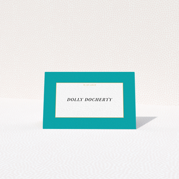 A table place card named "Big Blue". It is an 85 x 55mm card in a landscape orientation. "Big Blue" is available as a folded card, with tones of blue and white.