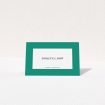 A table place card design titled "Big Green". It is an 85 x 55mm card in a landscape orientation. "Big Green" is available as a folded card, with tones of green and white.