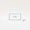 A table place card design named "Blue and Gold Simple". It is an 85 x 55mm card in a landscape orientation. "Blue and Gold Simple" is available as a folded card, with tones of white and yellow.