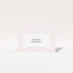 A table place card design titled "Pink Corners Pastel". It is an 85 x 55mm card in a landscape orientation. "Pink Corners Pastel" is available as a folded card, with tones of pink and white.