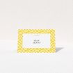 A table place card named "Yellow lines". It is an 85 x 55mm card in a landscape orientation. "Yellow lines" is available as a folded card, with tones of yellow and white.