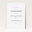 A wedding info sheet template titled "North Star". It is an A5 card in a portrait orientation. "North Star" is available as a flat card, with mainly white colouring.